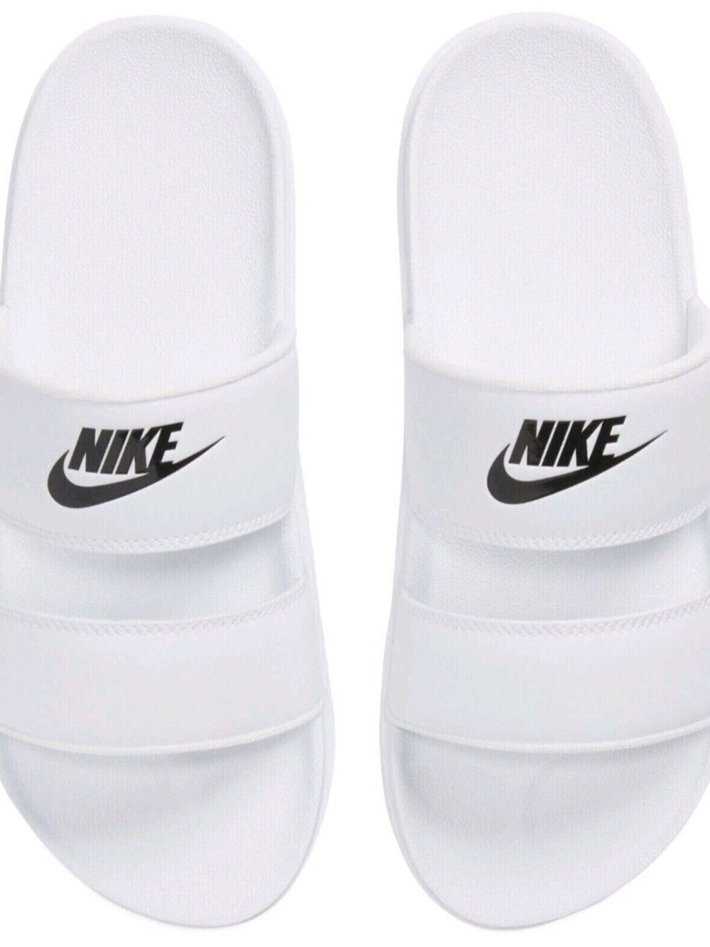 Nike White Wemen Slide Sandals with Black Logo